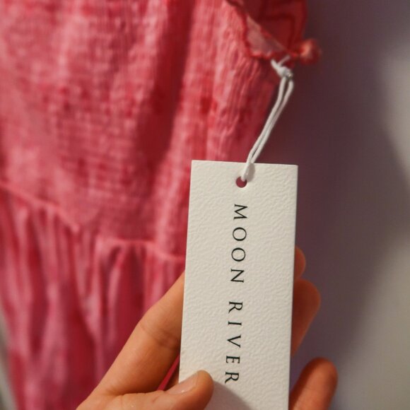 NWT Moon River 100% cotton pink midi dress - Picture 6 of 6